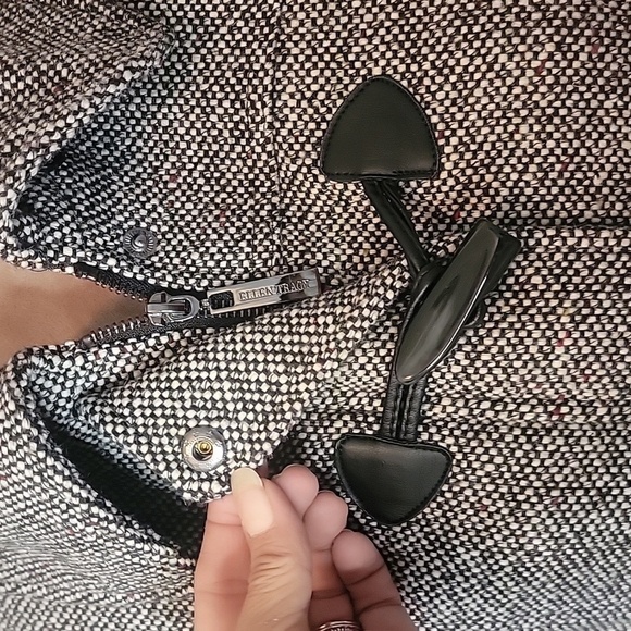 Ellen Tracy Gorgeous Size 10, Tweed Wool Blend Toggle Close Coat Gray, Exc. Cond - Picture 2 of 11